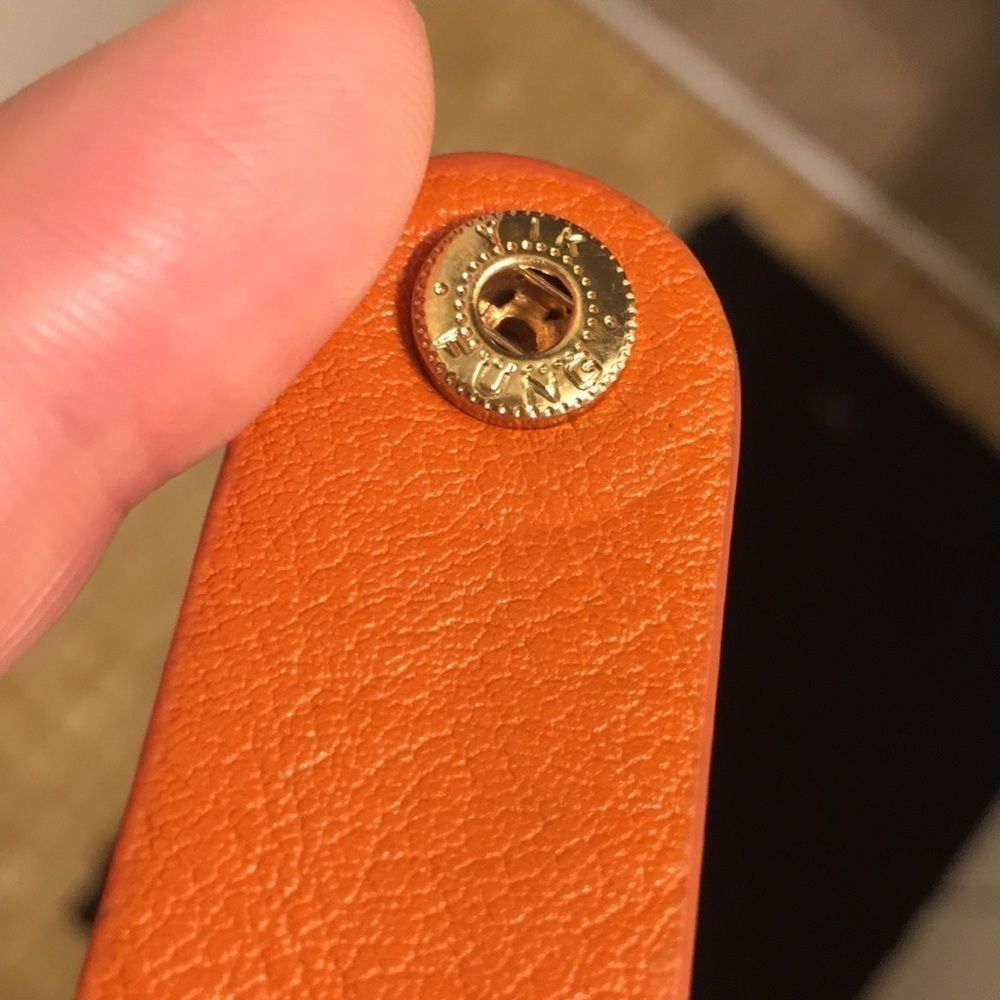 NWOT YIK FUNG ORANGE LEATHER RHINESTONE BRACELET - Picture 6 of 6